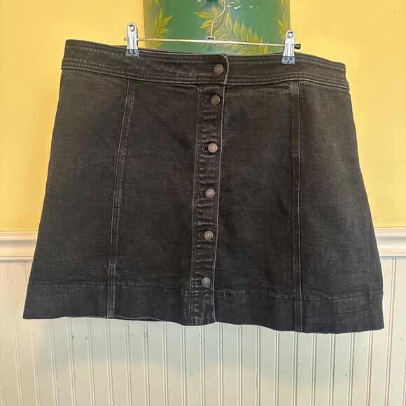 J. Crew Mercantile Black Denim Button-Front A-Line Skirt Size 20 - Picture 1 of 7
